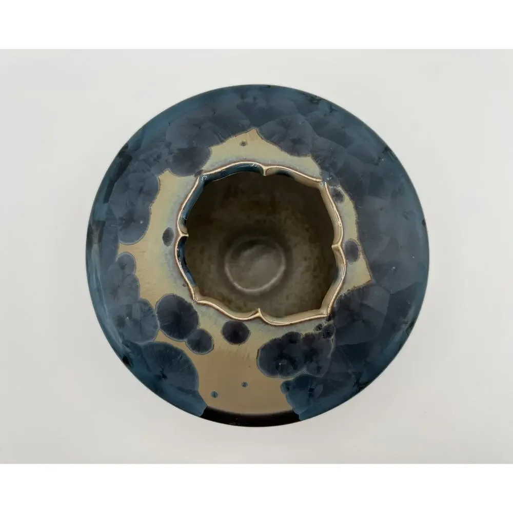 Bill Buckingham Blue Crystalline Art Pottery Vase 5” Made in Hawaii Signed